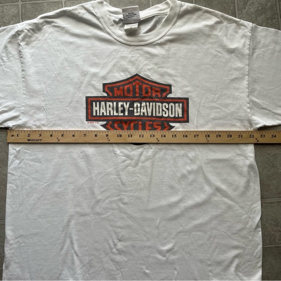 Y2K vintage Harley Davidson Motorcycles white Orange tshirt logo 2006 men XL - Picture 5 of 7